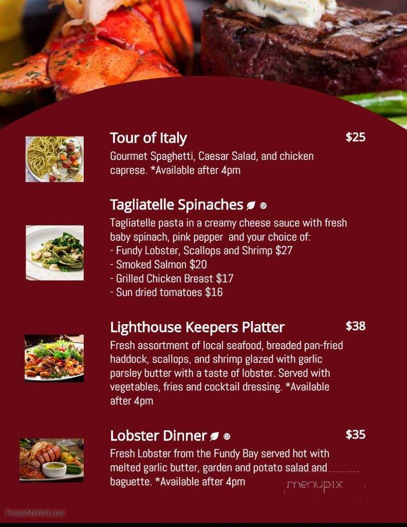 Cape House Restaurant - Waterside, NB menu_pic