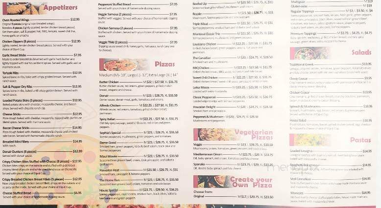 Sophies Pizza - Airdrie, AB menu_pic