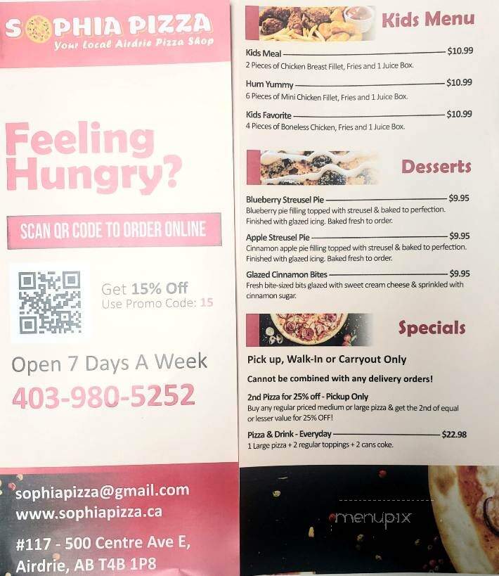Sophies Pizza - Airdrie, AB menu_pic