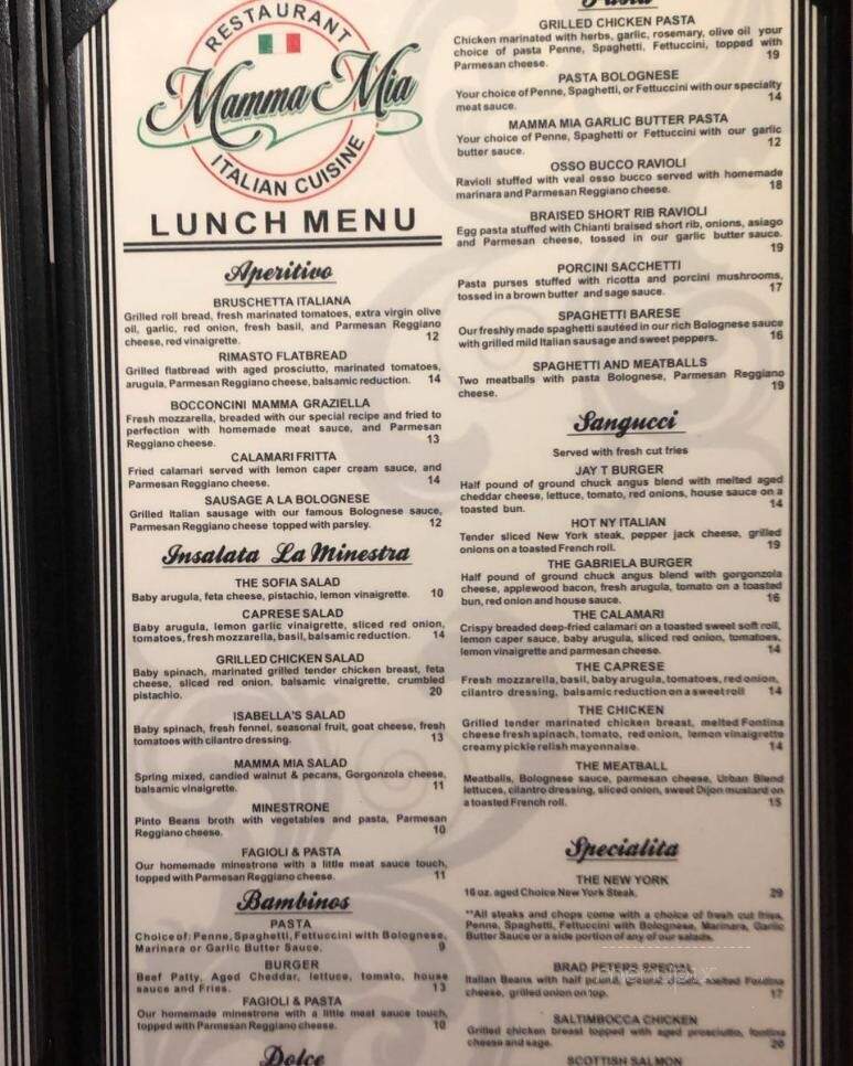 Mamma Mia - Bakersfield, CA menu_pic