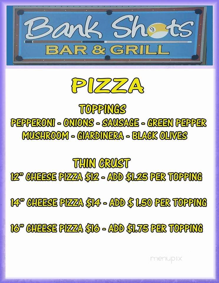 Bank Shots Bar and Grill - Lynwood, IL menu_pic