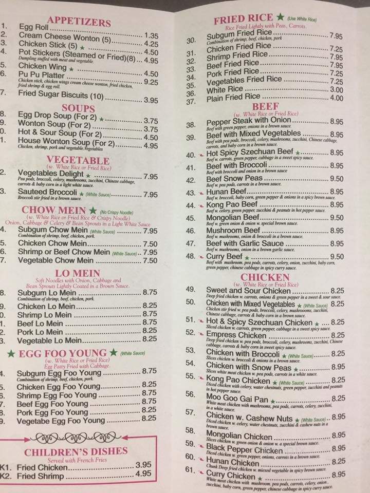 China Panda - Milbank, SD menu_pic