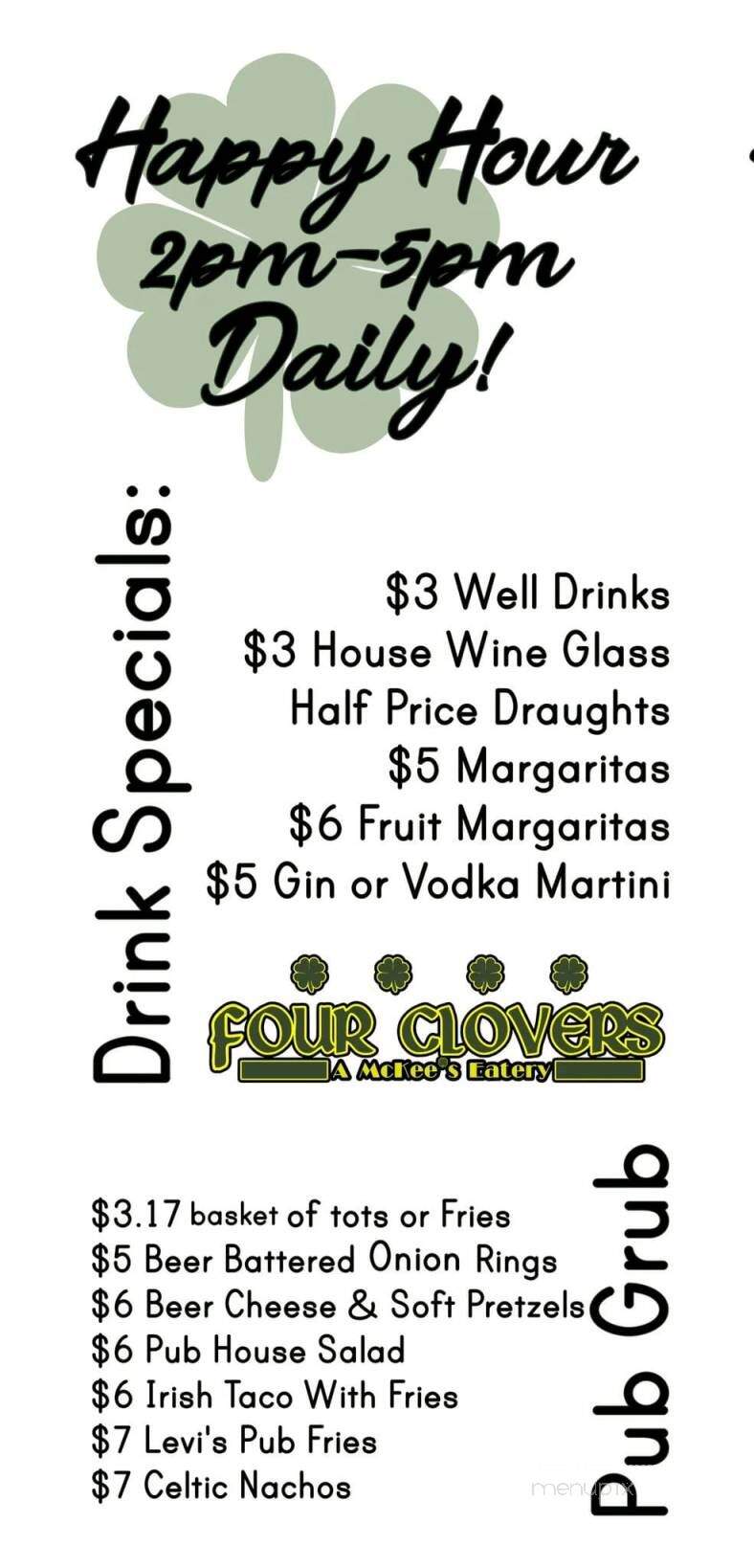 Four Clovers - Lake Havasu City, AZ menu_pic
