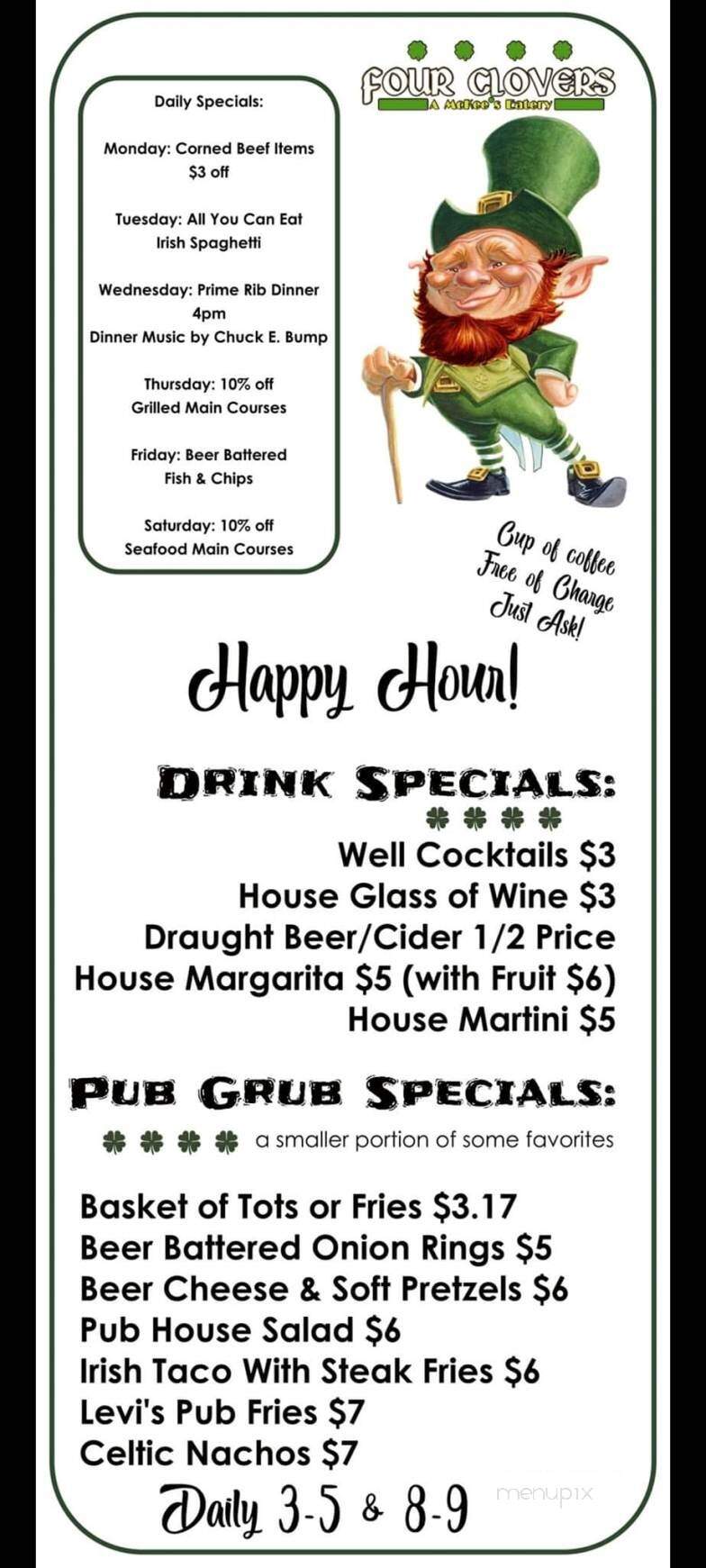Four Clovers - Lake Havasu City, AZ menu_pic