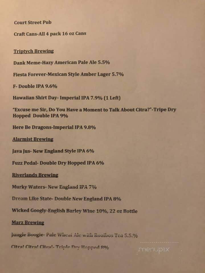 Court Street Pub - Ottawa, IL menu_pic