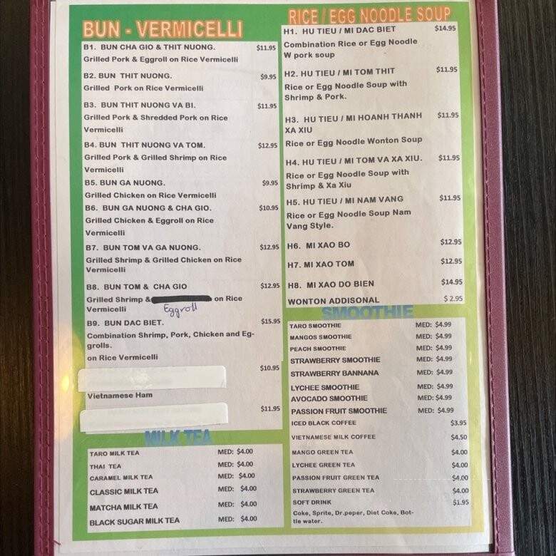 Pho Luv - Lake Dallas, TX menu_pic