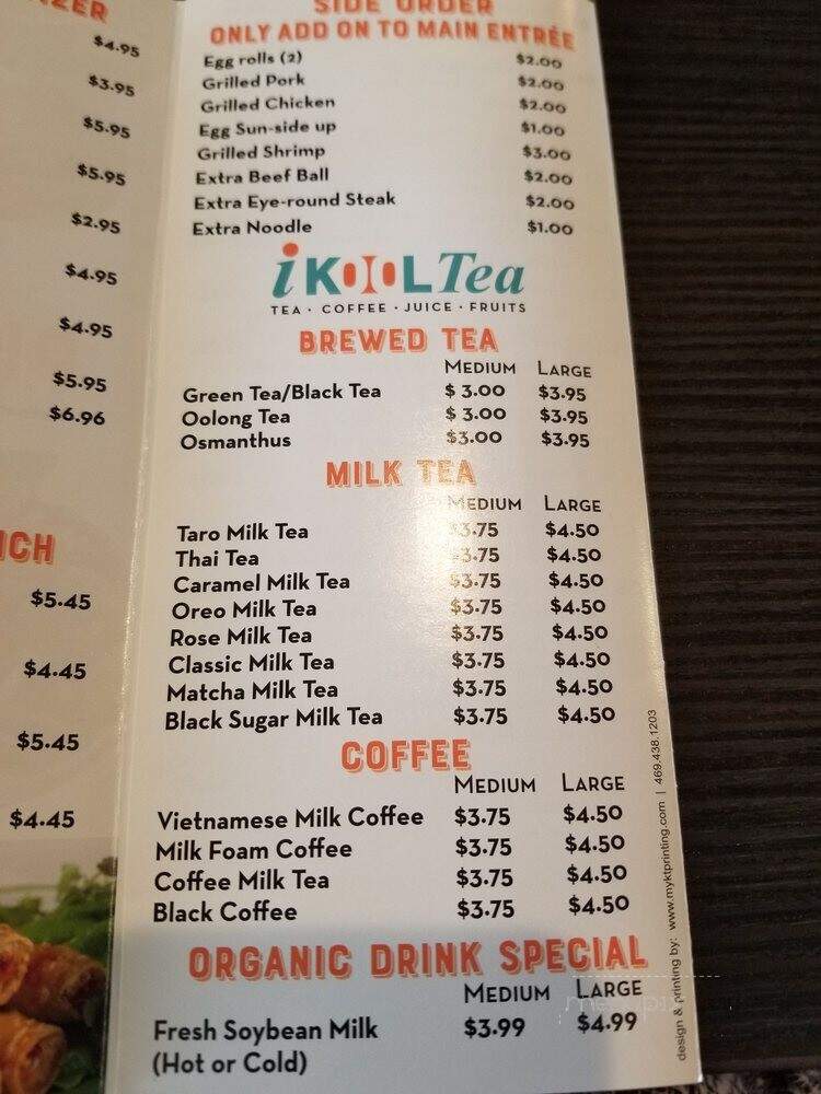 Pho Luv - Lake Dallas, TX menu_pic