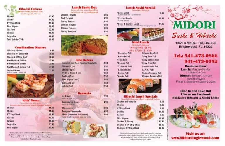 Midori Sushi & Hibachi - Englewood, FL menu_pic