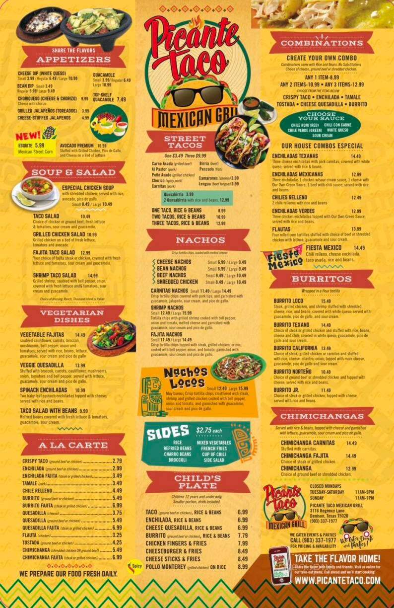 Picante Taco - Denison, TX menu_pic