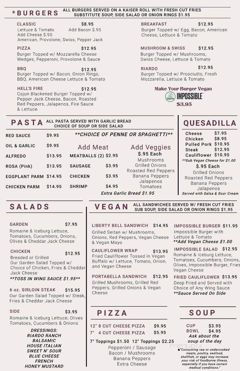 Riardo's Bar & Grill - New Castle, PA menu_pic