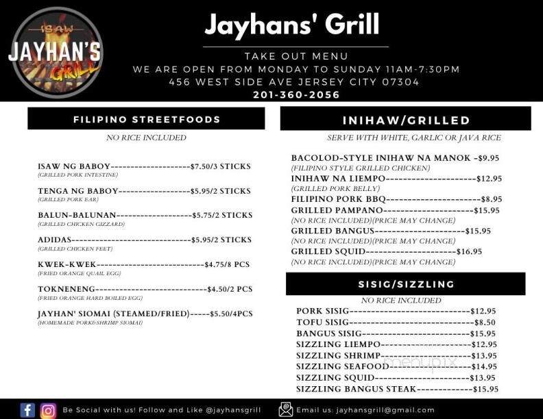 Jayhan's Grill - Jersey City, NJ menu_pic