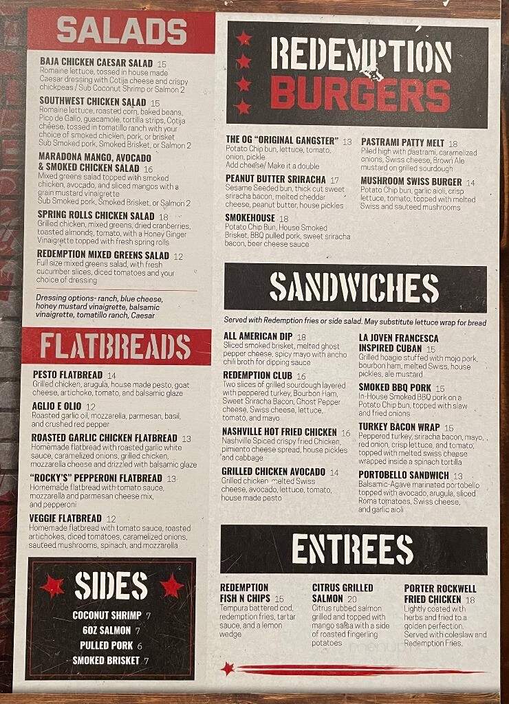 Redemption Bar and Grill - Herriman, UT menu_pic