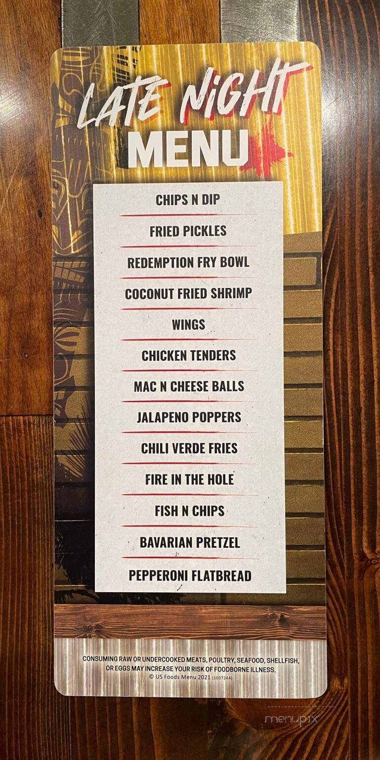 Redemption Bar and Grill - Herriman, UT menu_pic
