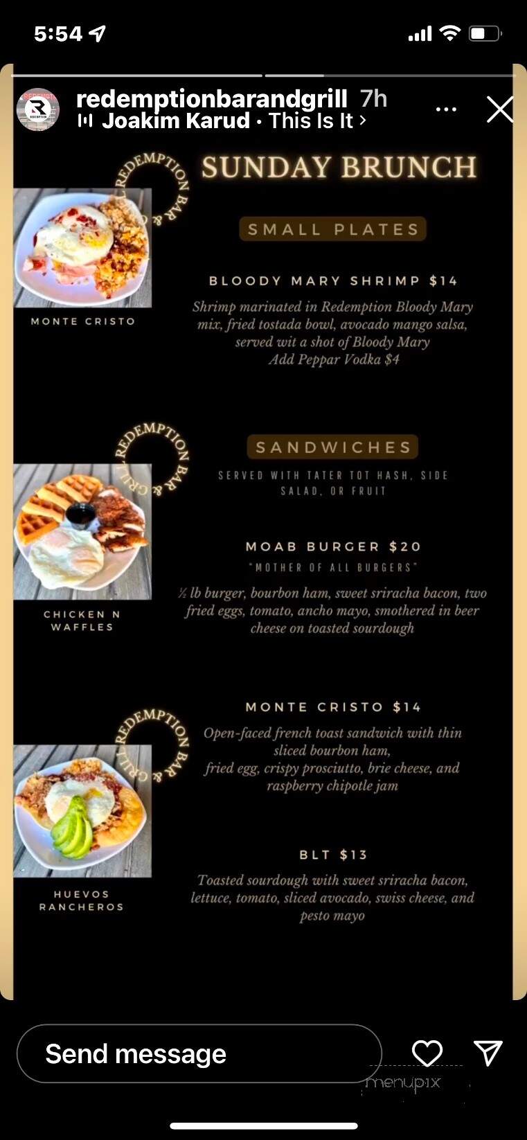 Redemption Bar and Grill - Herriman, UT menu_pic