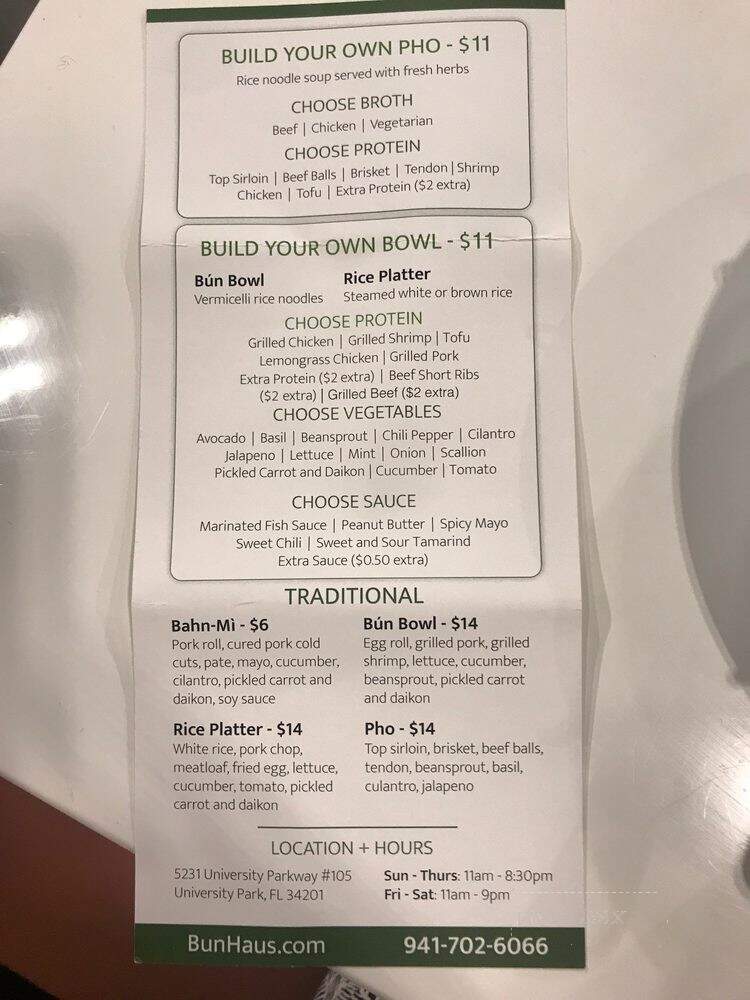 Bun-Haus Vietnamese Kitchen - University Park, FL menu_pic