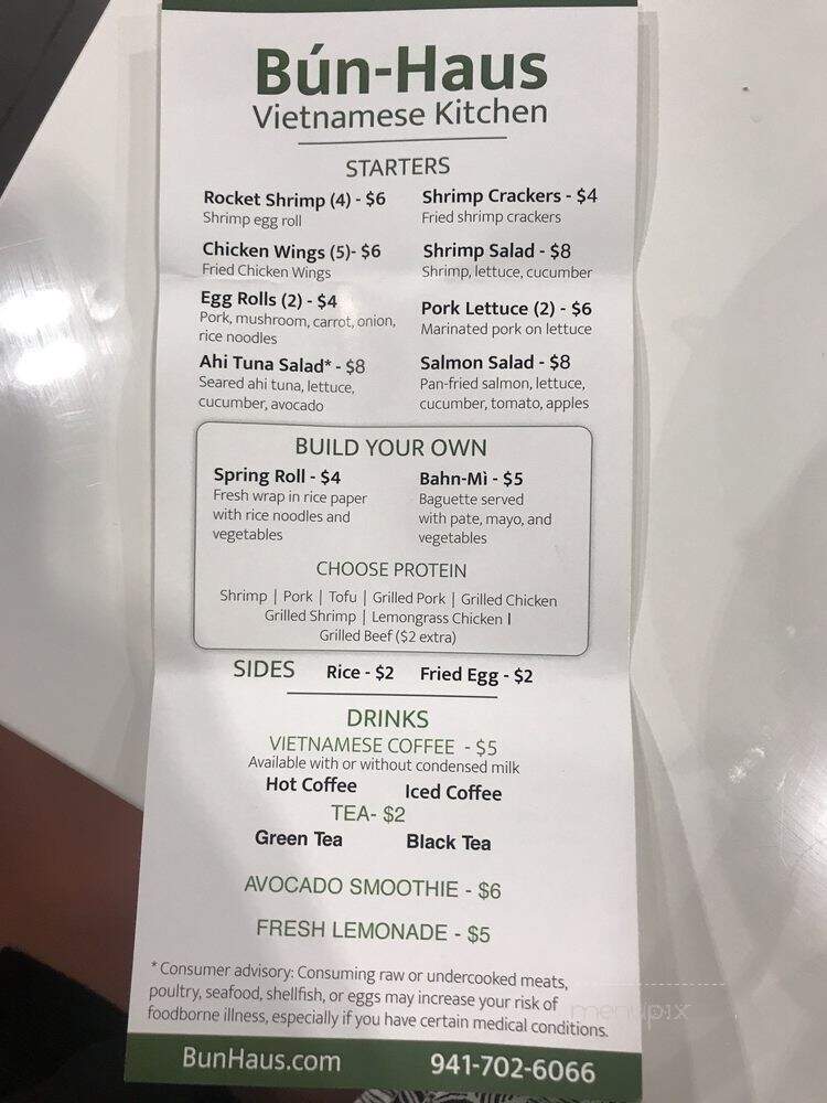 Bun-Haus Vietnamese Kitchen - University Park, FL menu_pic