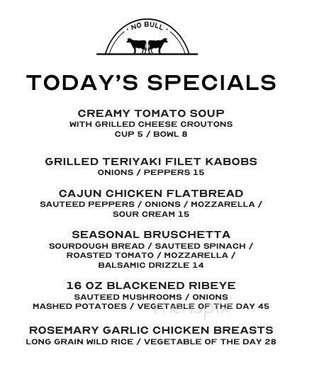 No Bull Steak House and Pub - Westerly, RI menu_pic