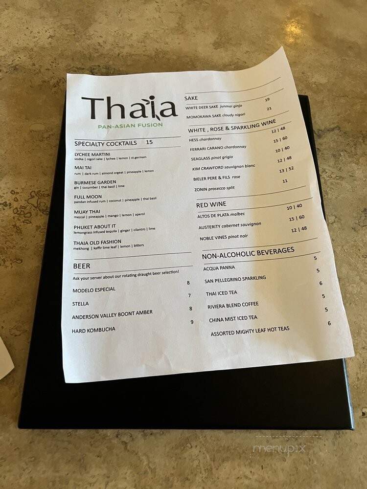 Thaia - Malibu, CA menu_pic