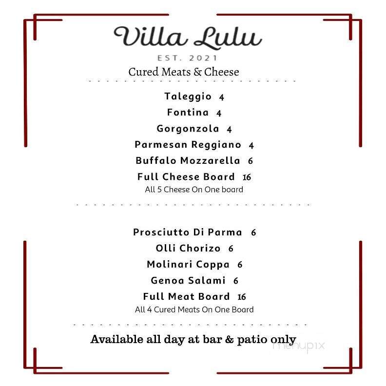 Villa Lulu - New Haven, CT menu_pic
