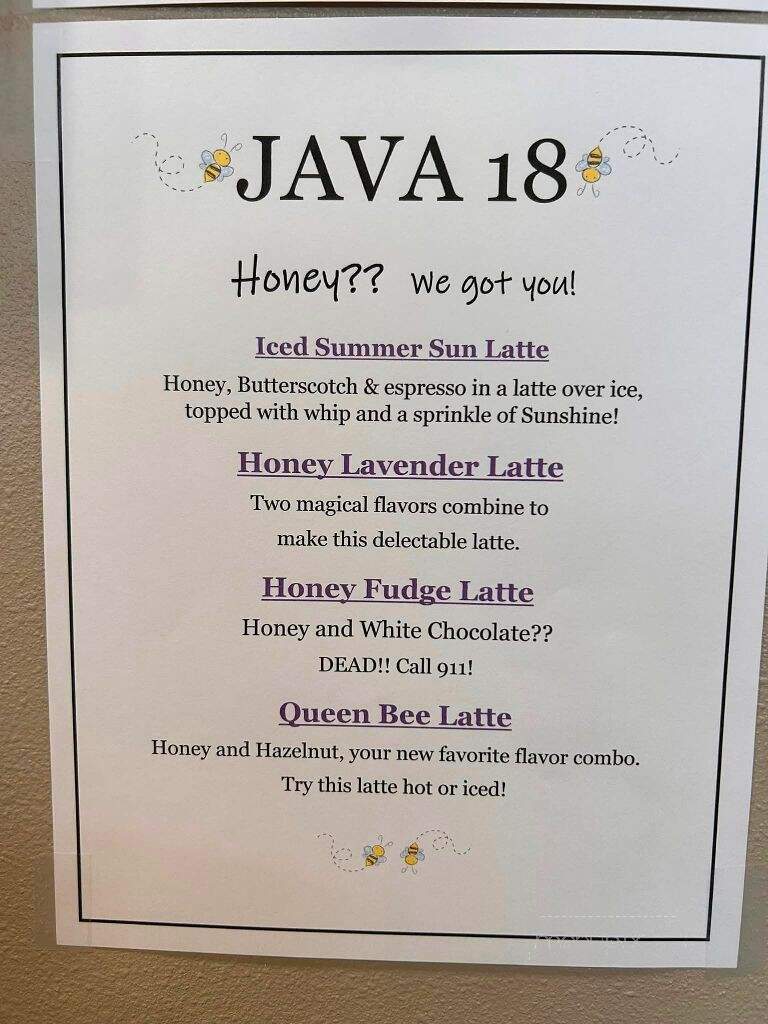 Java 18 - Garner, IA menu_pic