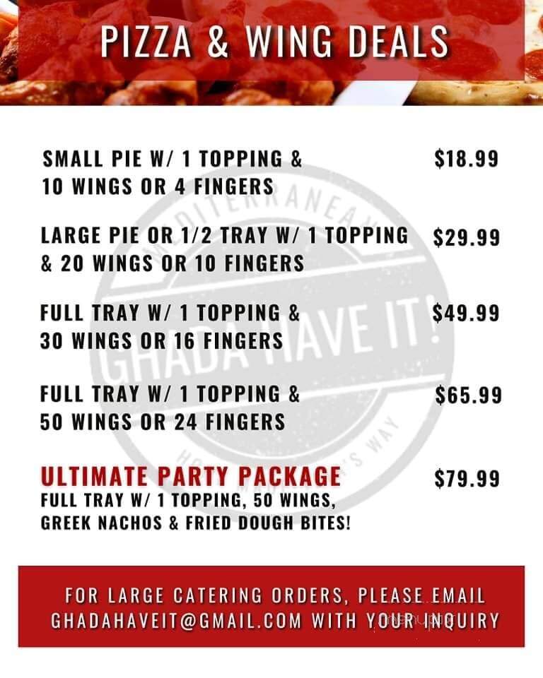Ghada Have It Mediterranean Home Cooking - Niagara Falls, NY menu_pic