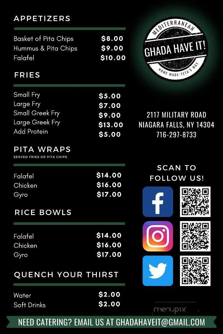 Ghada Have It Mediterranean Home Cooking - Niagara Falls, NY menu_pic