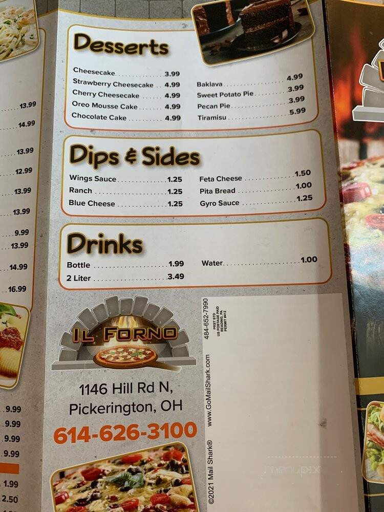 IL Forno - Pickerington, OH menu_pic