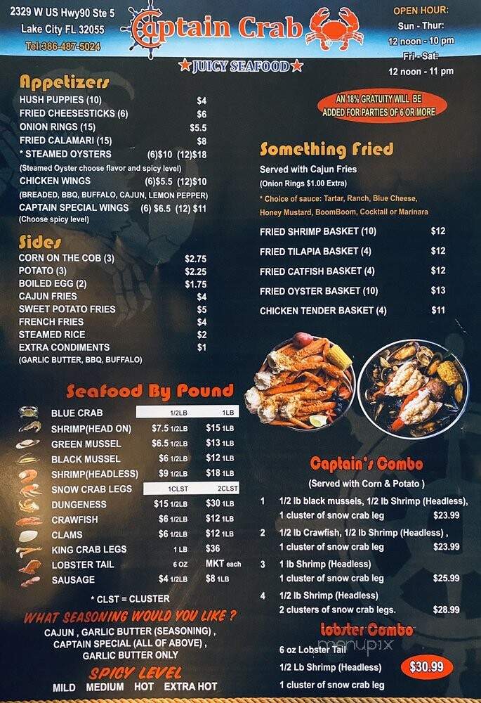 Captain Crab - Lake City, FL menu_pic