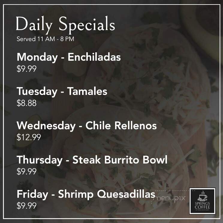 Springs Coffee - Hot Springs, SD menu_pic