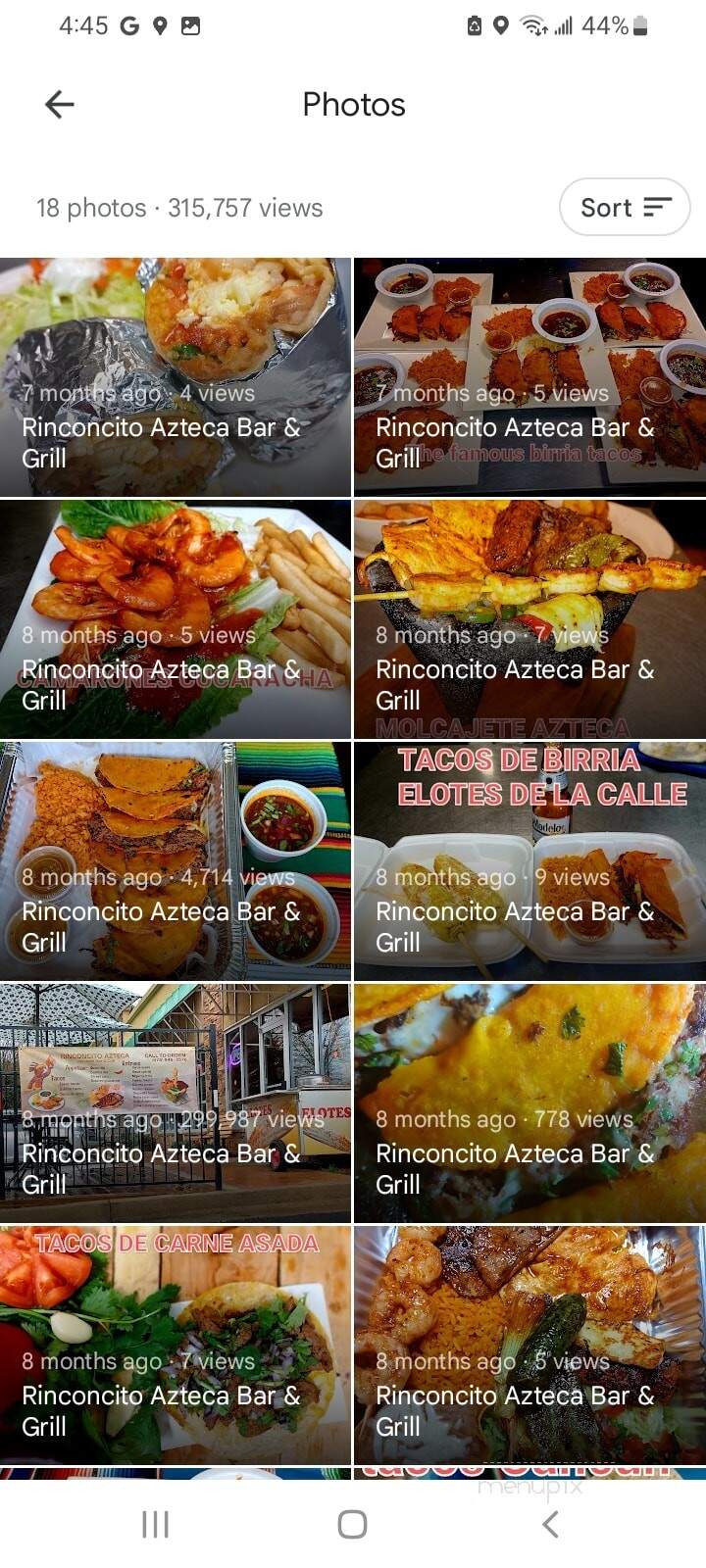 Rinconcito Azteca Bar & Grill - Fayetteville, GA menu_pic