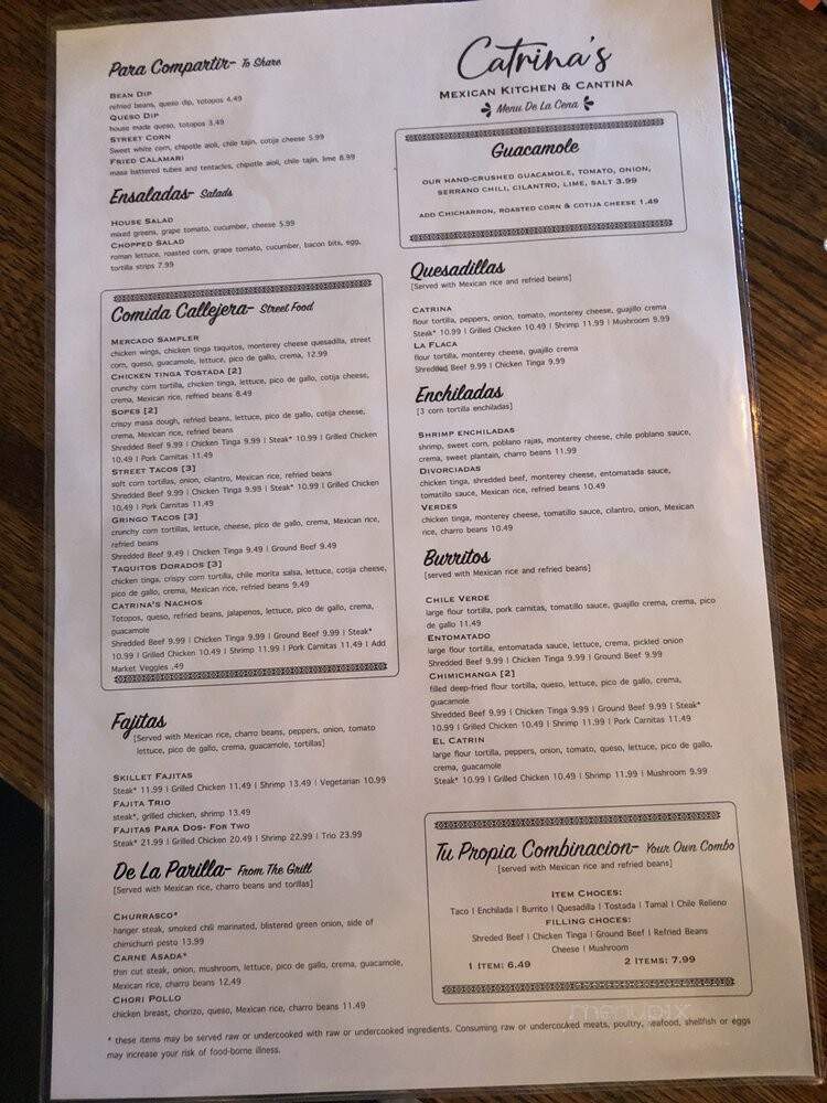 Catrina's Mexican Kitchen & Cantina - Springfield, MO menu_pic