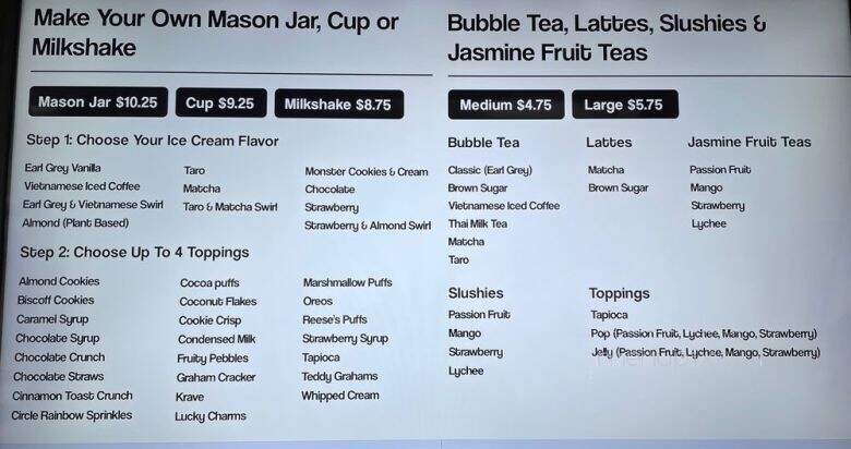 Surreal Creamery - Bryn Mawr, PA menu_pic
