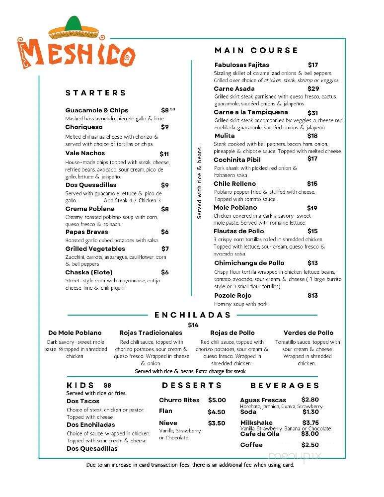 Meshico Restaurant - Palos Heights, IL menu_pic