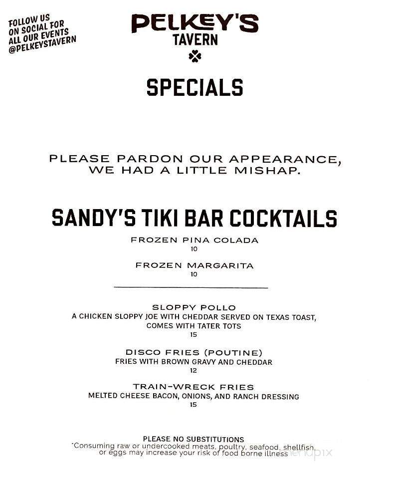 Pelkey's Tavern - Hankins, NY menu_pic