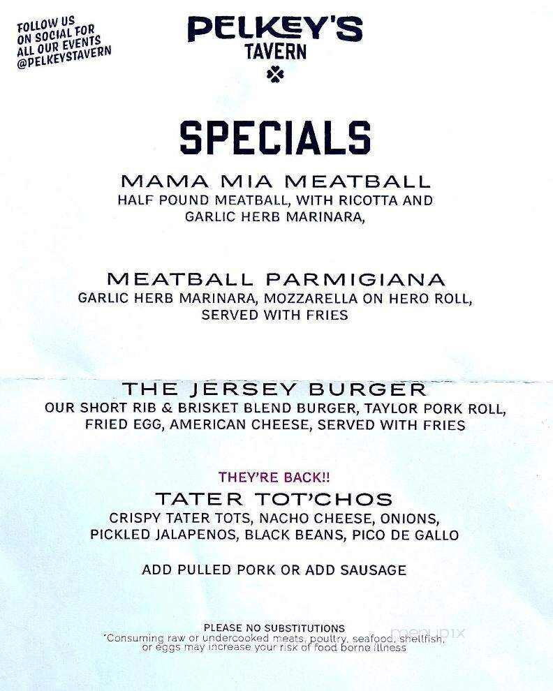 Pelkey's Tavern - Hankins, NY menu_pic