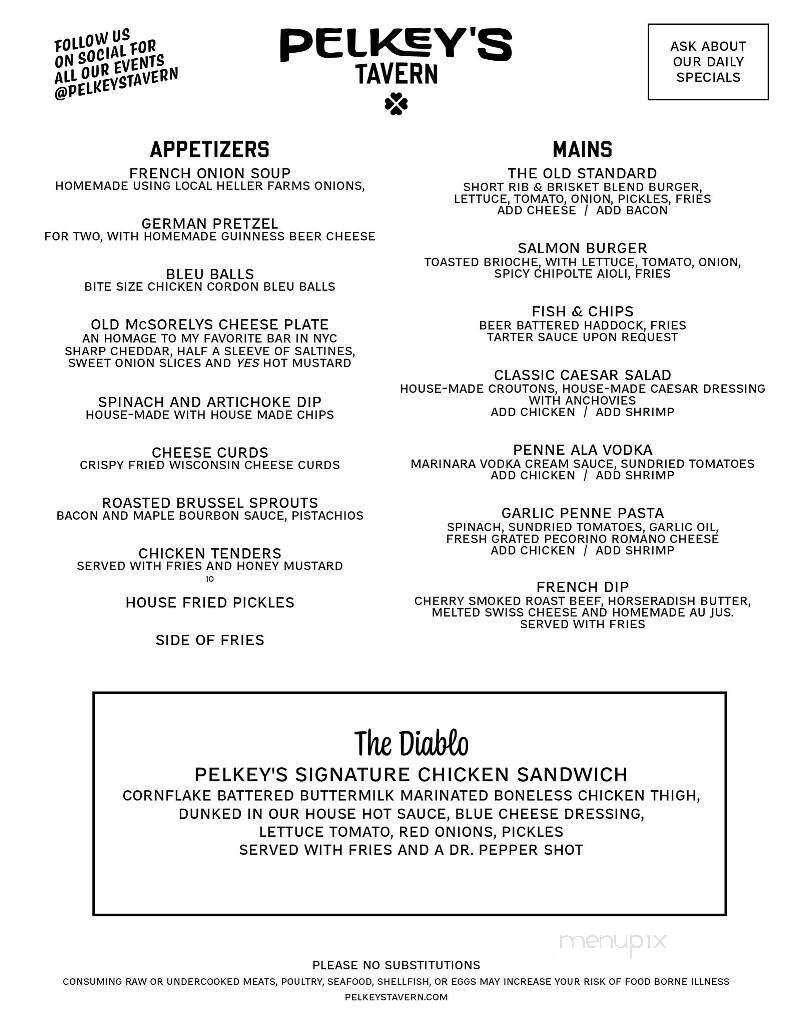 Pelkey's Tavern - Hankins, NY menu_pic