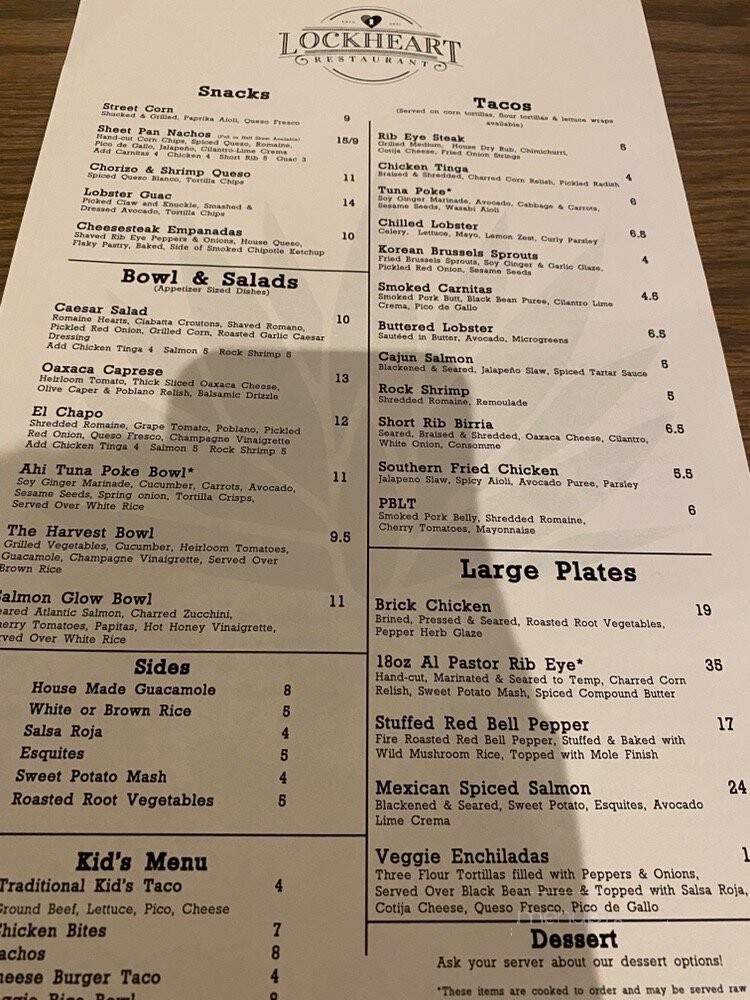Lockheart - Wellesley, MA menu_pic