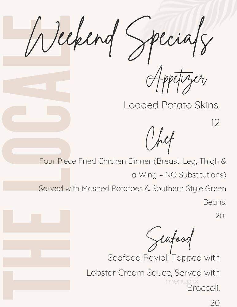 The Locale - Brownsburg, IN menu_pic