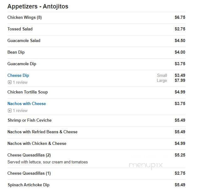 Los Compadres - Lebanon, TN menu_pic