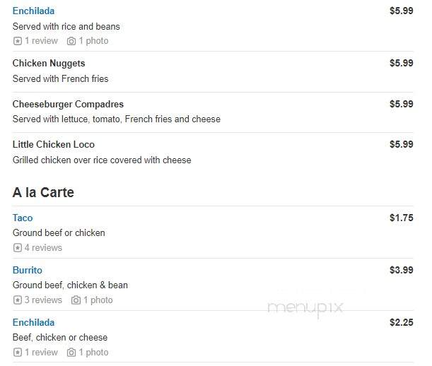 Los Compadres - Lebanon, TN menu_pic