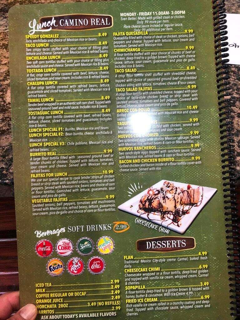 El Camino Real - Wixom, MI menu_pic