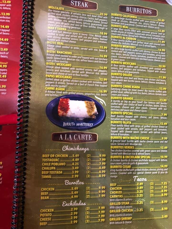El Camino Real - Wixom, MI menu_pic