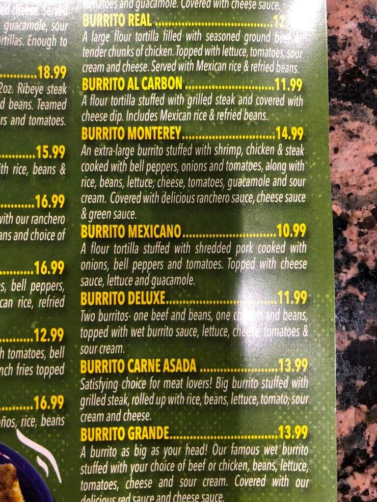 El Camino Real - Wixom, MI menu_pic