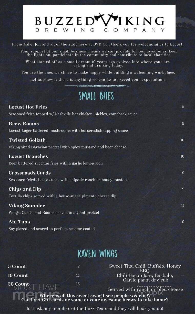 Buzzed Viking Brewing Company - Locust, NC menu_pic