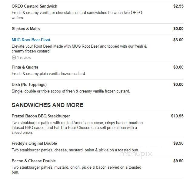 Freddy's Frozen Custard & Steakburgers - Joplin, MO menu_pic