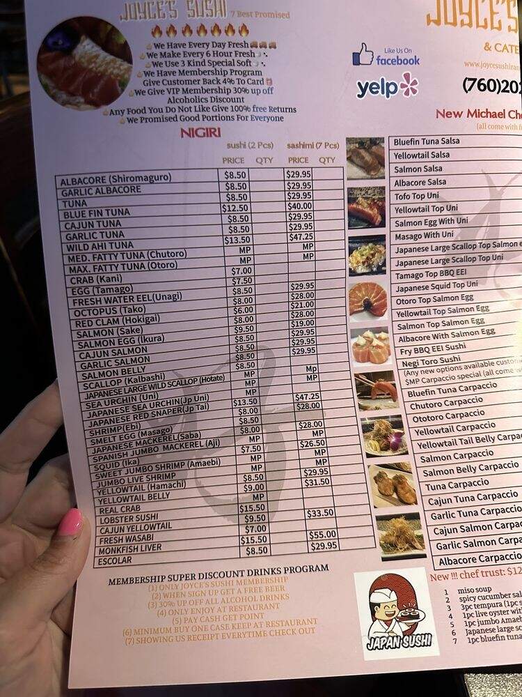 Joyce's Sushi - Rancho Mirage, CA menu_pic
