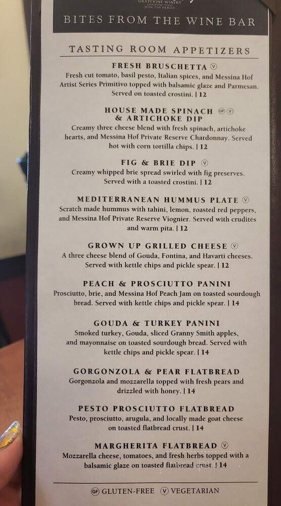 Messina Hof Grapevine Winery - Grapevine, TX menu_pic