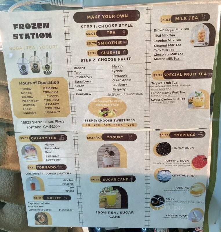 Frozen Station - Fontana, CA menu_pic