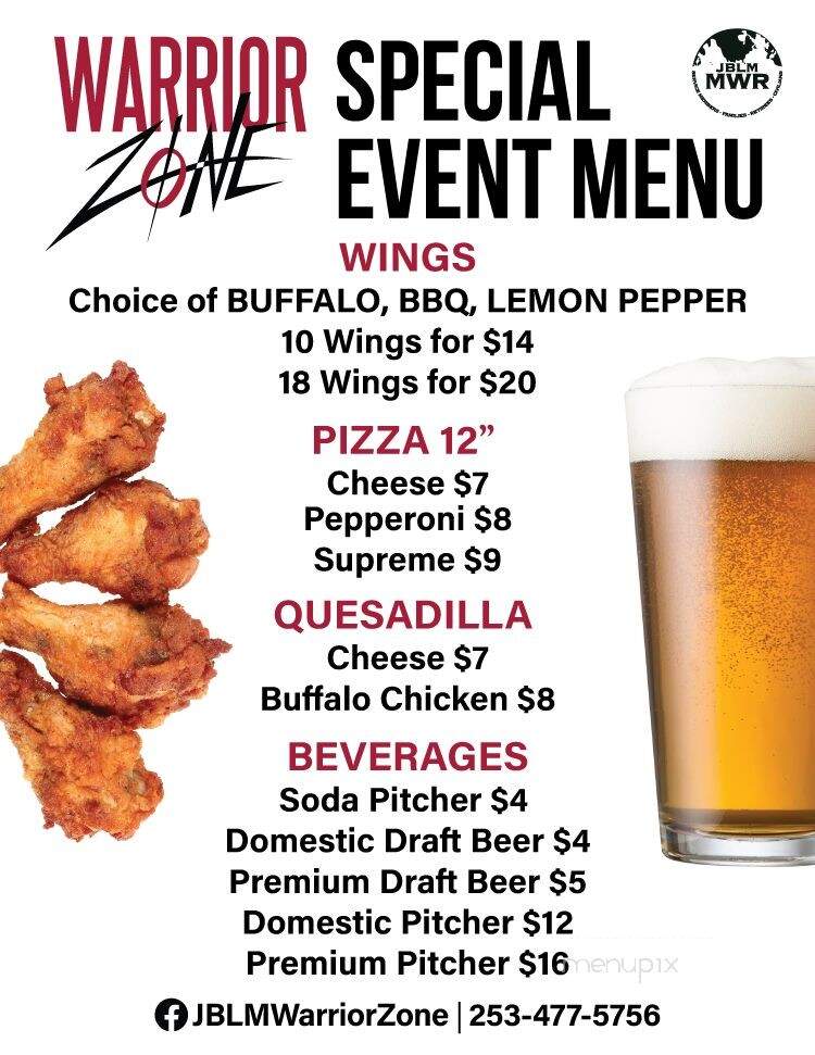 Warrior Zone - Fort Lewis, WA menu_pic