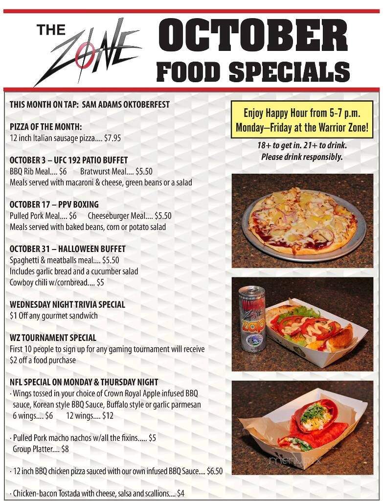 Warrior Zone - Fort Lewis, WA menu_pic